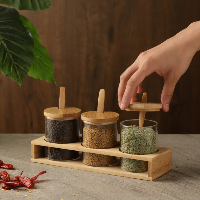 Glass Condiment Serving Set Default Title