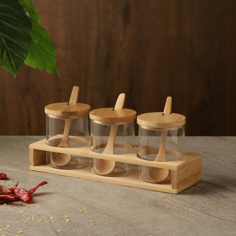 Glass Condiment Serving Set Default Title