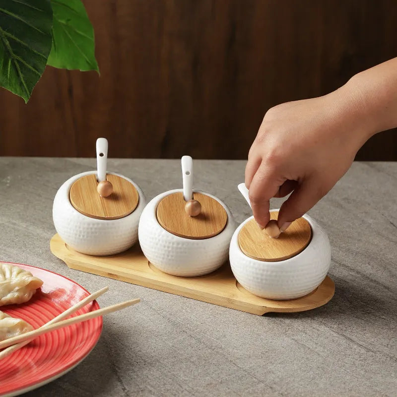 Ceramic Round Condiment Serving Set Default Title