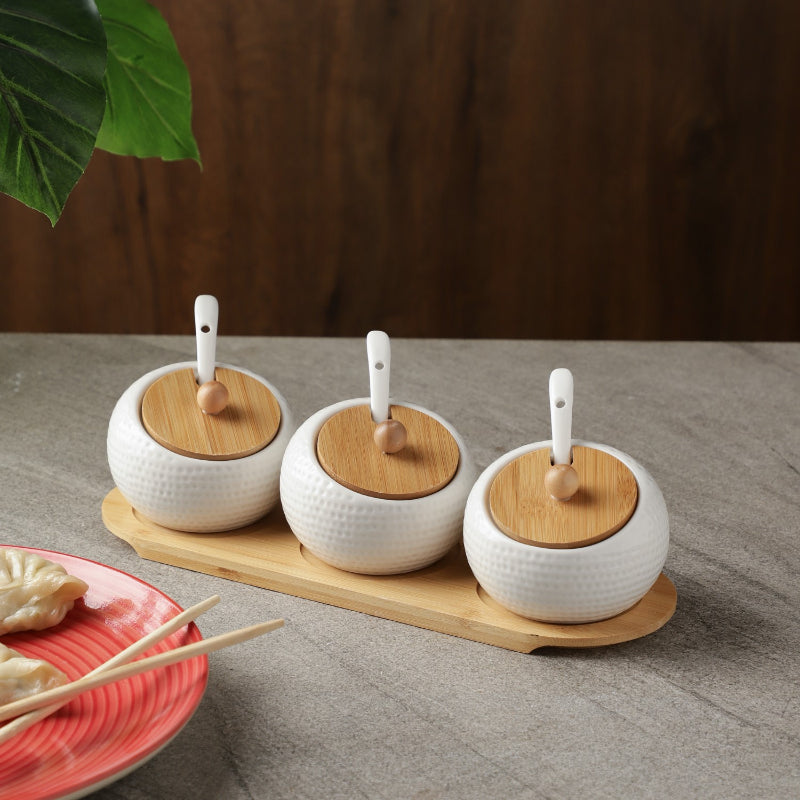Ceramic Round Condiment Serving Set Default Title