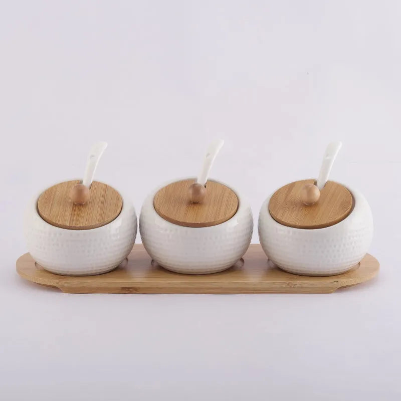 Ceramic Round Condiment Serving Set Default Title