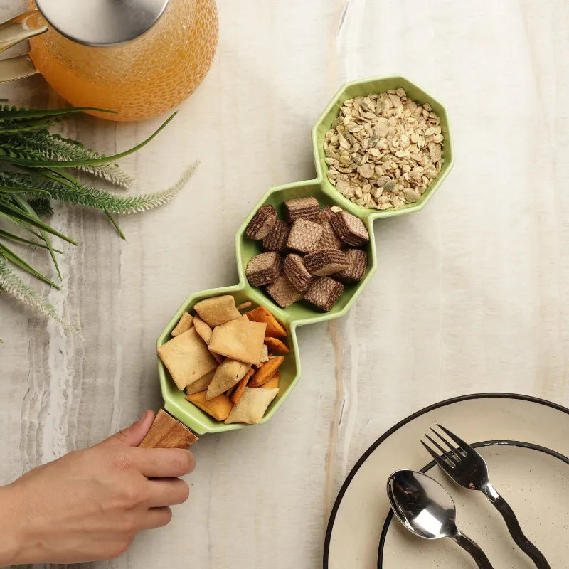 Ceramic Octa Serving Bowl | Multiple Colors Green