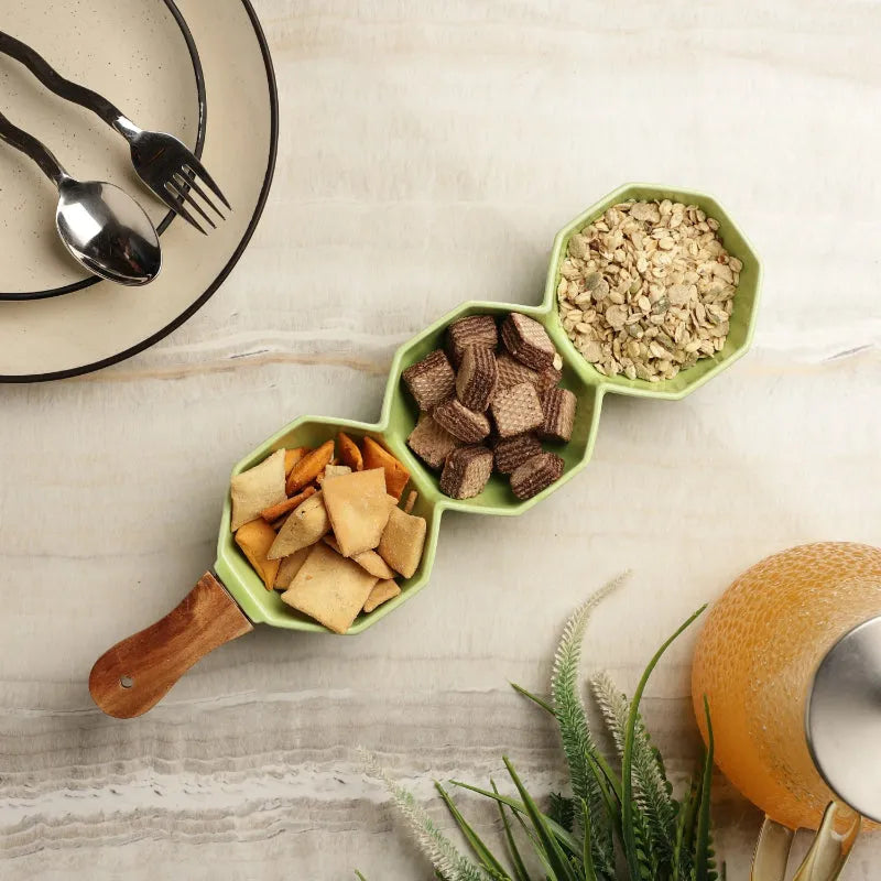 Ceramic Octa Serving Bowl | Multiple Colors Green