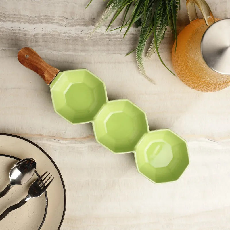 Ceramic Octa Serving Bowl | Multiple Colors Green