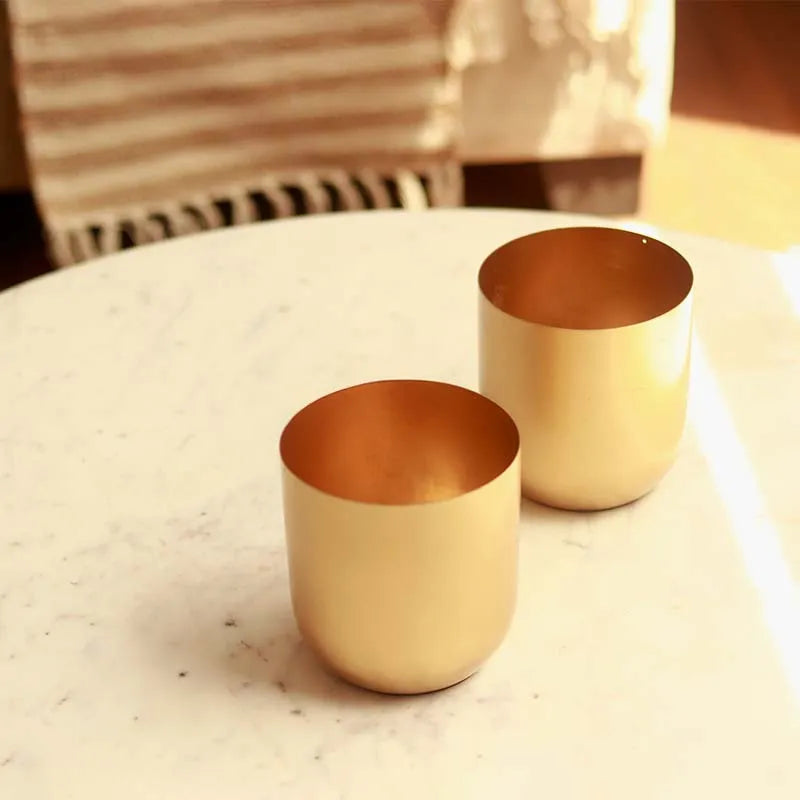 The Aurum Gold Metal Plant Pots | Set of 2 | 5 x 5 inches