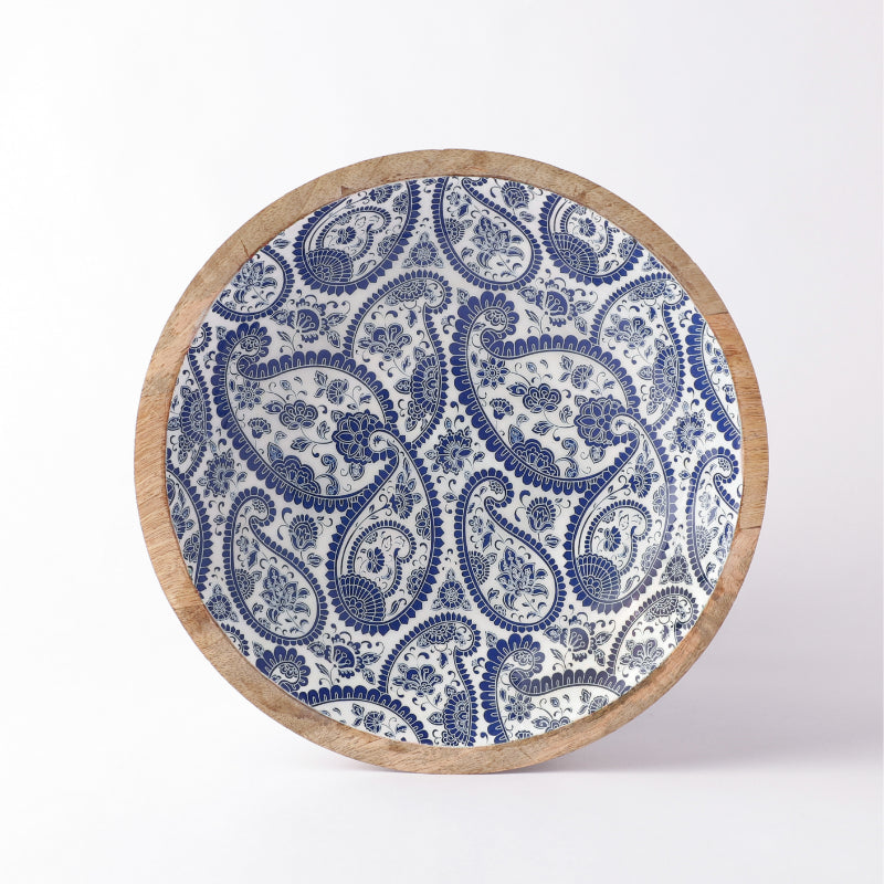 Wooden Large Salad Bowl | Royal Blue Paisley Default Title