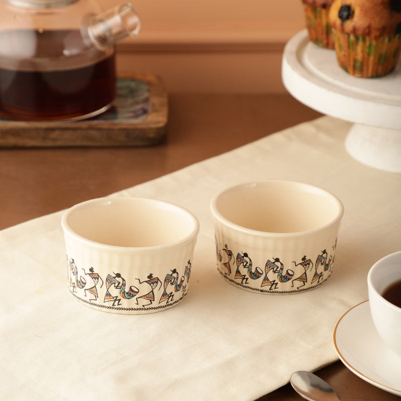 Ceramic Oblong Tribal Art Bowls | Set Of 2 Default Title