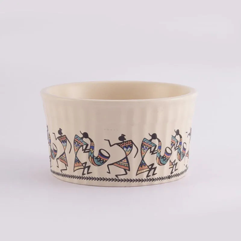 Ceramic Oblong Tribal Art Bowls | Set Of 2 Default Title