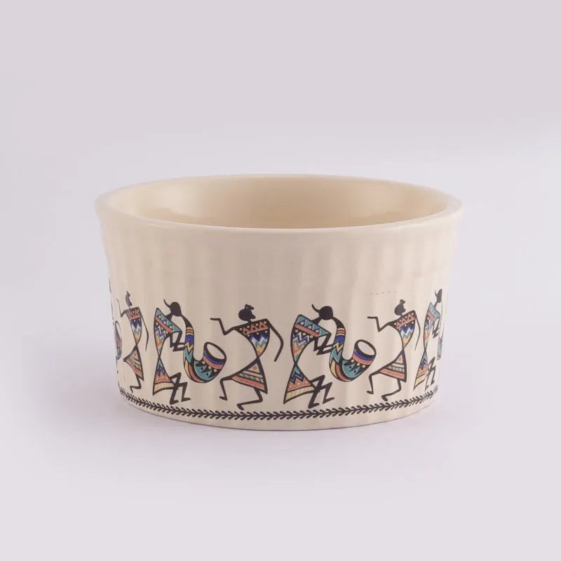 Ceramic Oblong Tribal Art Bowls | Set Of 2 Default Title