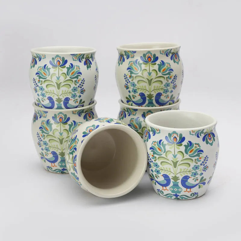 Ceramic Floral Kullads | Set of 6 Default Title