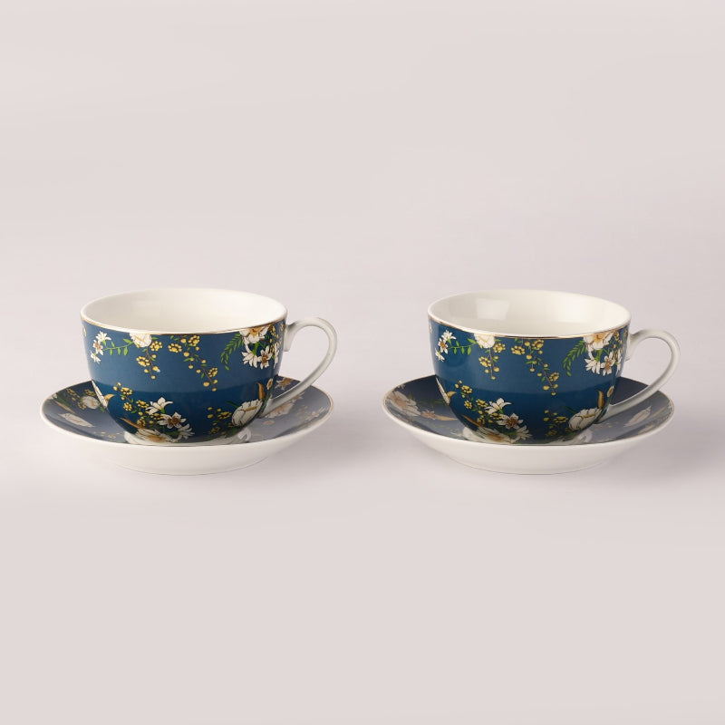 Ceramic Teal Cups & Saucers | Set of 2 Default Title