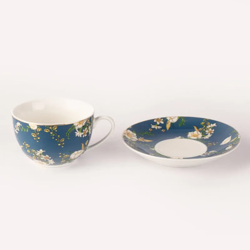 Ceramic Teal Cups & Saucers | Set of 2 Default Title