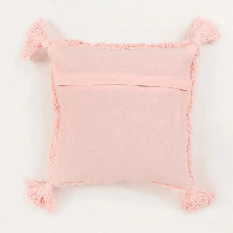 Pink Criss Cross Tufted Cushion Cover (Single)