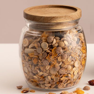 Stylish Universal Glass Jar Acacia Wooden Lid | 850ml | 5 x 5 inches