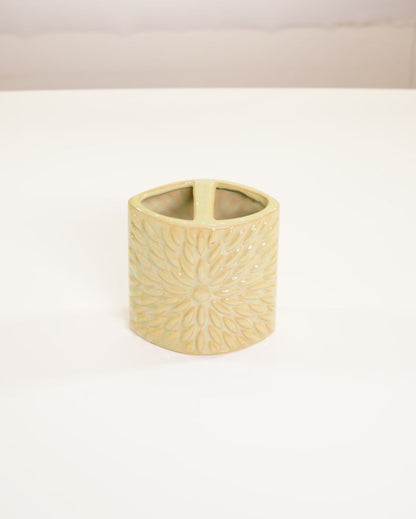 Vibrant Decor Ceramic Yellow Floral Bathroom Set | Set of 3