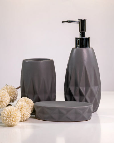 Urban Chic Ceramic Urban Matte Grey Bathroom Set | Set of 3