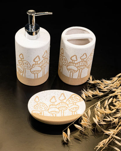 Whimsical Style Ceramic Mushroom Magic Bathroom Set | Set of 3