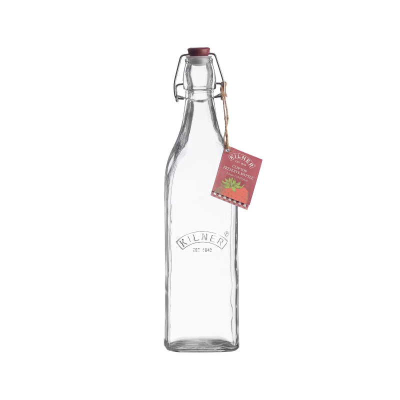 Clip Top Square Glass Bottle | 1000 ml Default Title