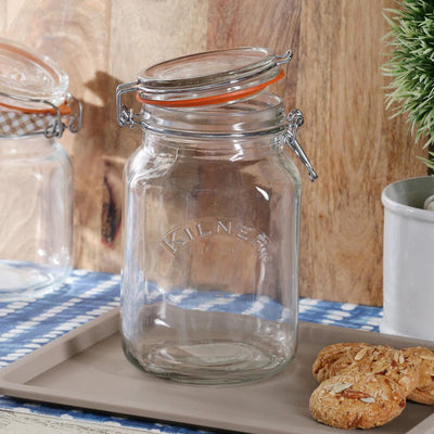 Kilner Glass Clip Top Square Spice Jar | 500ml, 1 Litre, 1.5 Litre, 2 Litre - Dusaan