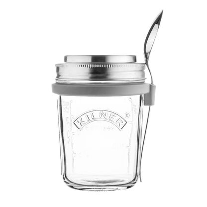 Glass Breakfast Jar Set with Stainless Steel Viners Spoon | 350 ml Default Title
