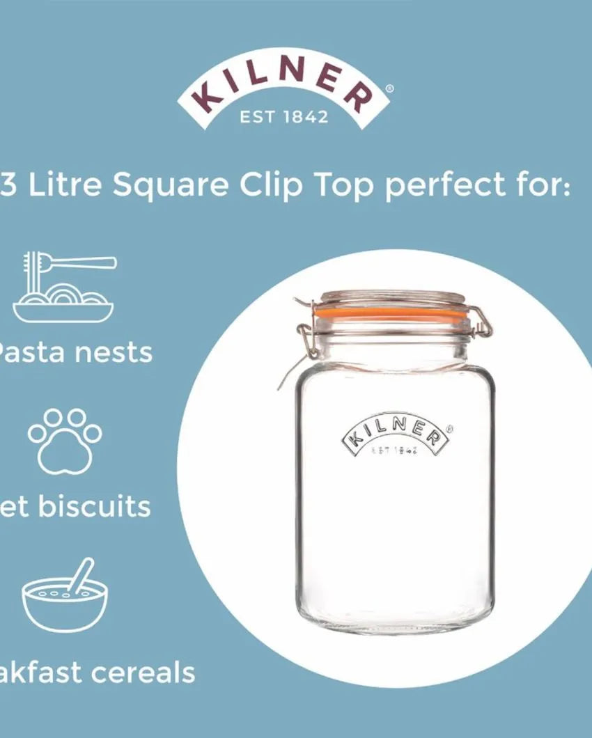 Top Square Glass Jar | 3 ltr