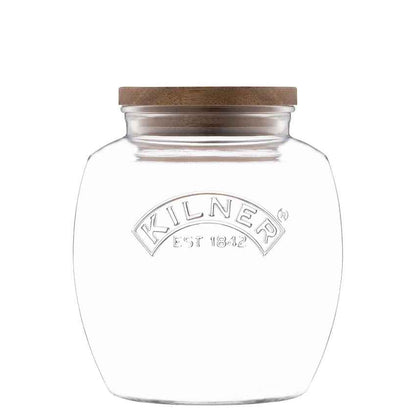 Classic Universal Clear Glass Storage Jar with Acacia Wooden Lid | 2.0L