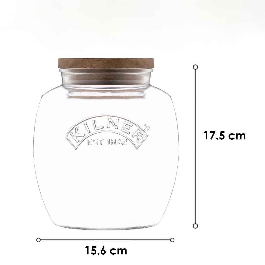 Classic Universal Clear Glass Storage Jar with Acacia Wooden Lid | 2.0L