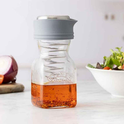 Handy Salad Dressing Clear Glass Mixer Bottle Jar Cap Spring with Lid | 500ml