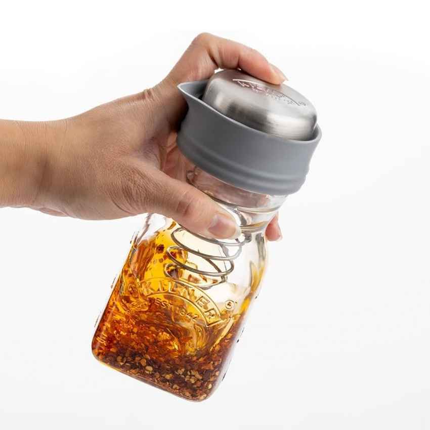 Handy Salad Dressing Clear Glass Mixer Bottle Jar Cap Spring with Lid | 500ml