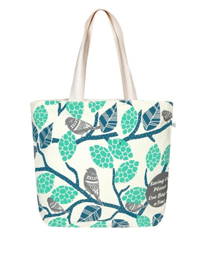 Sparrow Love Multicolor Large Zipper Tote Bag | 17 x 4 x 15 inches