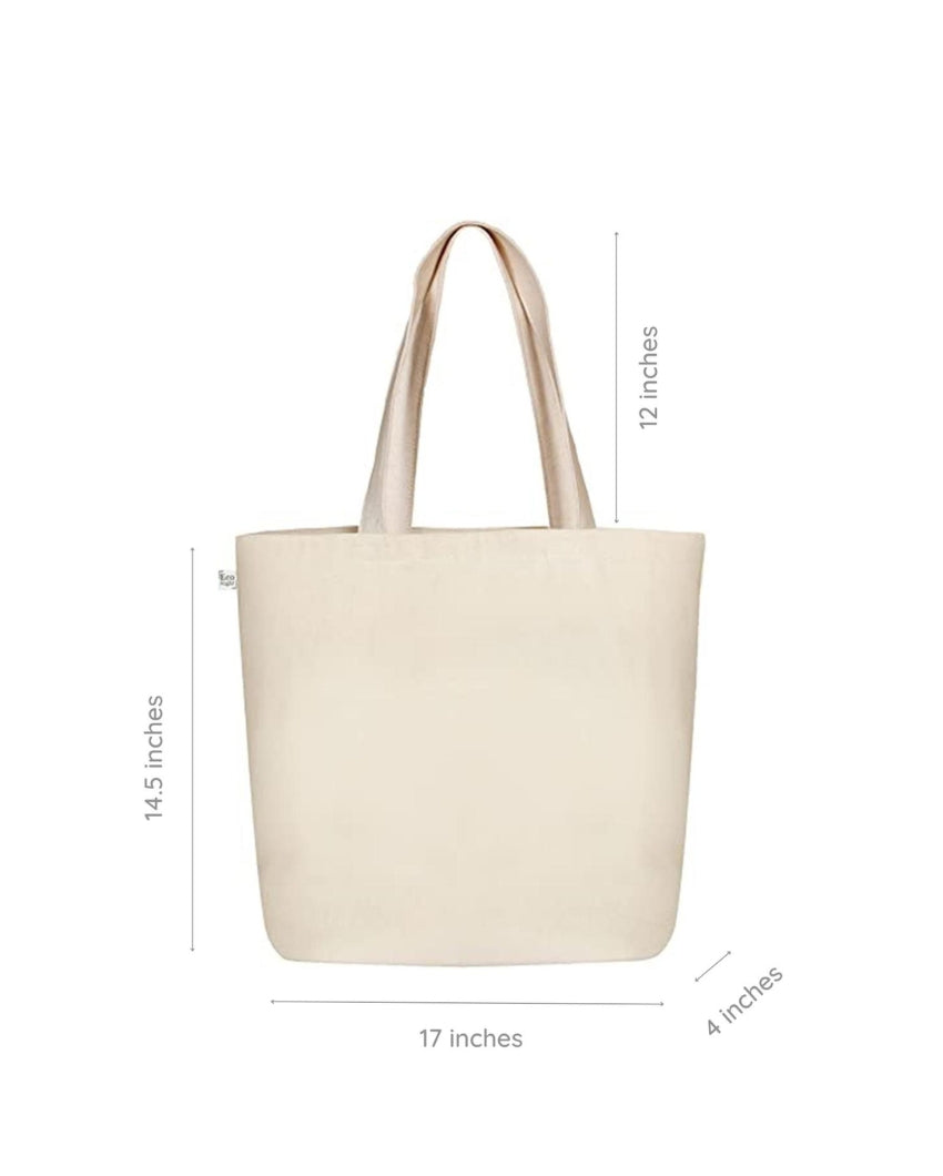 Be Kind Beige Large Zipper Tote Bag | 17 x 4 x 15 inches