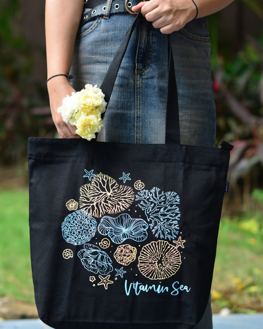 Vitamin Sea Large Zipper Tote Bag | 17 x 4 x 15 inches