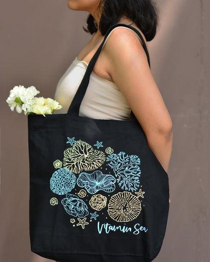 Vitamin Sea Large Zipper Tote Bag | 17 x 4 x 15 inches