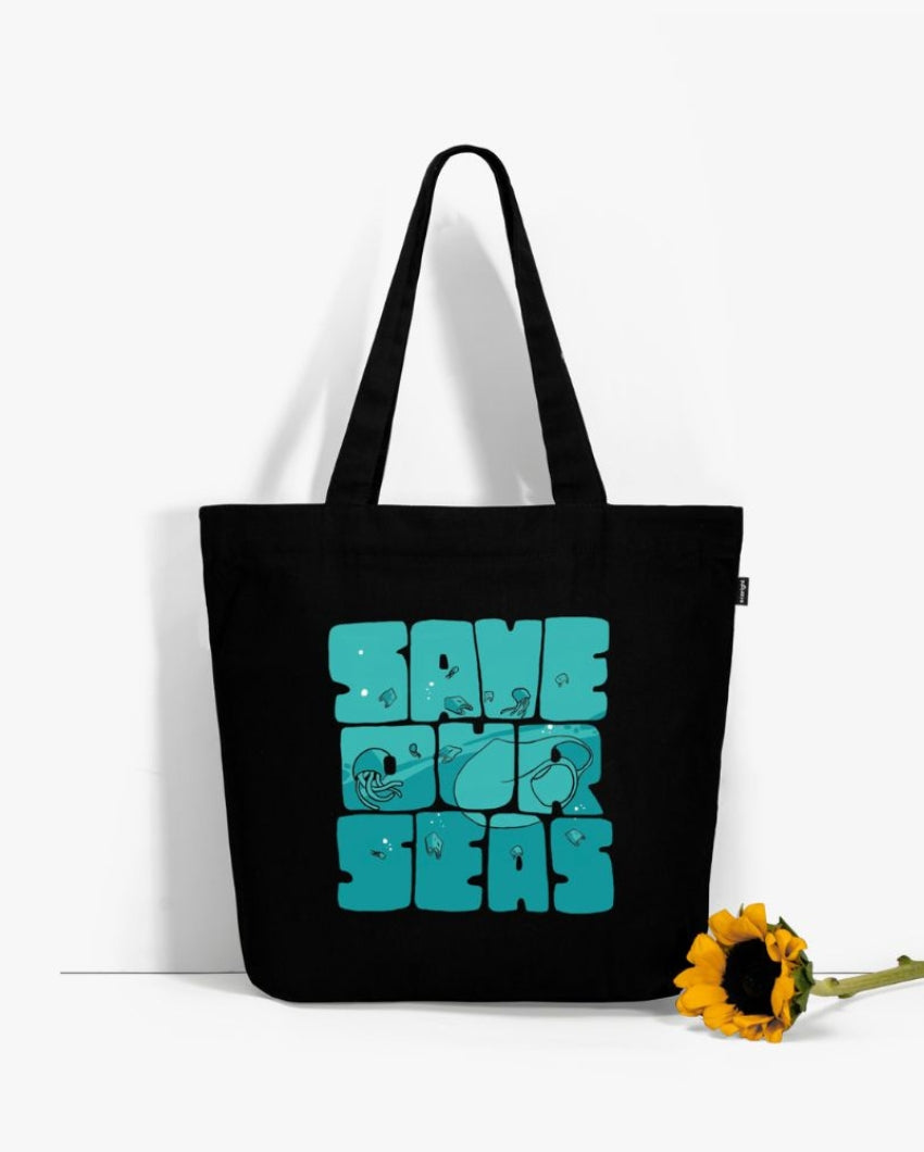 Save Our Seas Large Zipper Tote Bag | 17 x 4 x 15 inches