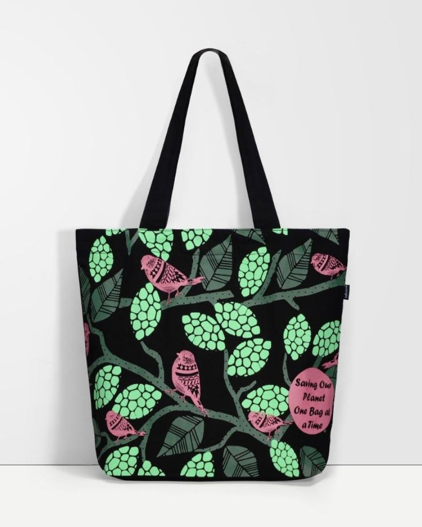 Sparrow Love Multicolor Large Zipper Tote Bag | 17 x 4 x 15 inches