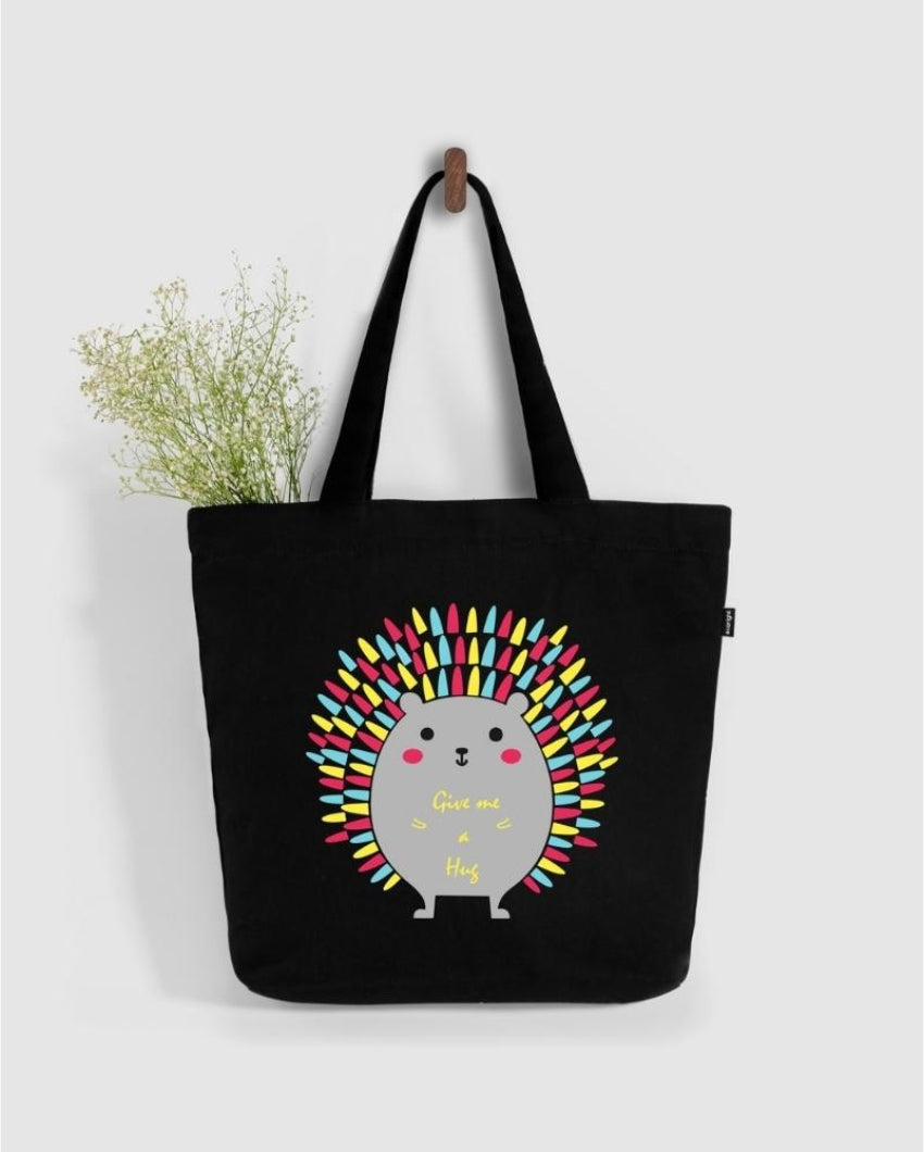 Porcupine Large Zipper Tote Bag | 17 x 4 x 15 inches