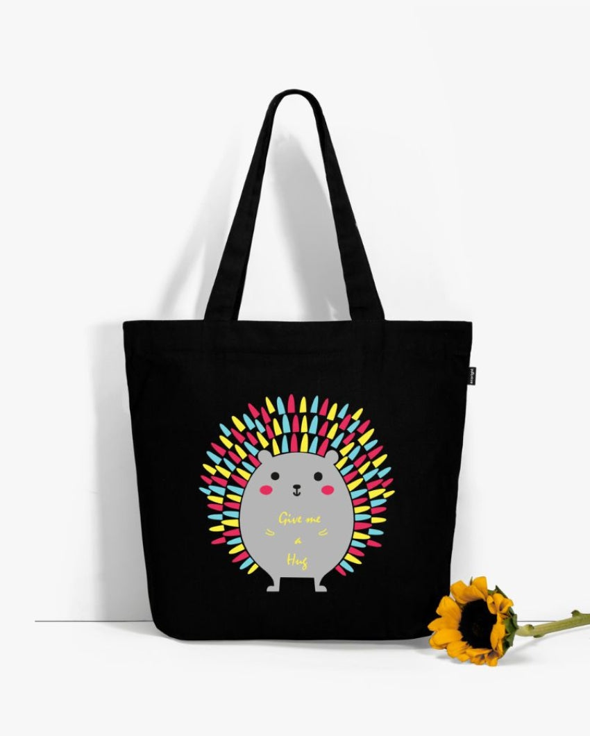 Porcupine Large Zipper Tote Bag | 17 x 4 x 15 inches