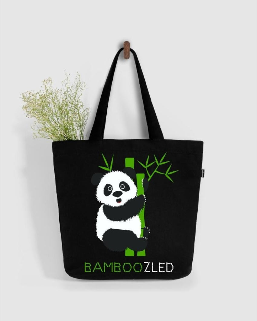 Bamboozled Panda Large Zipper Tote Bag | 17 x 4 x 15 inches