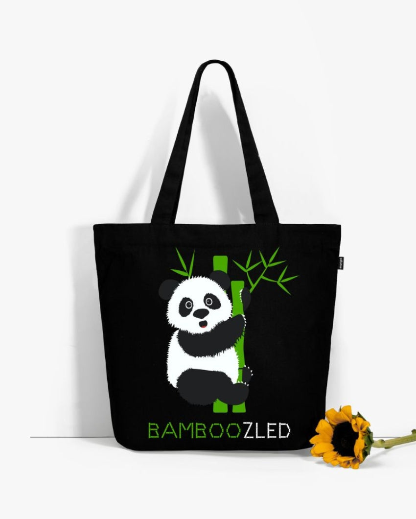 Bamboozled Panda Large Zipper Tote Bag | 17 x 4 x 15 inches