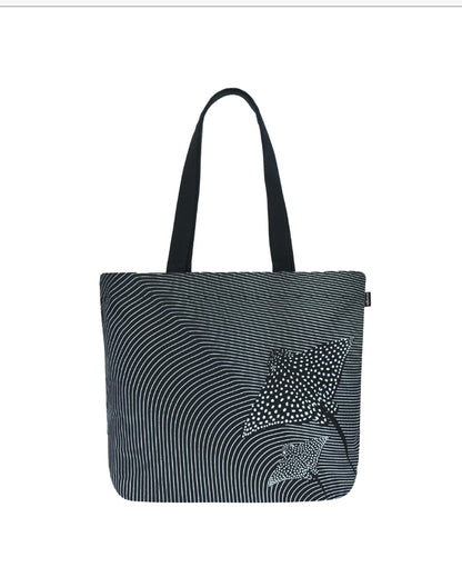 Mesmerizing Stingray Large Zipper Tote Bag | 17 x 4 x 15 inches