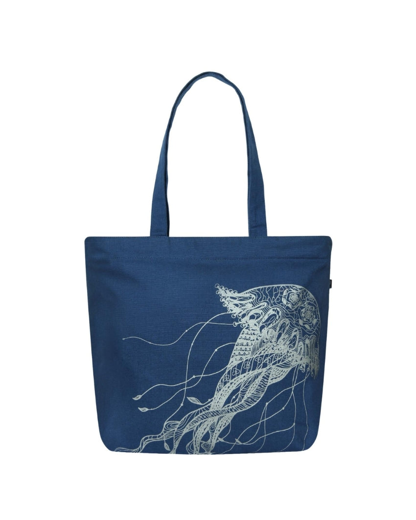 Fascinating Jellyfish Large Zipper Tote Bag | 17 x 4 x 15 inches