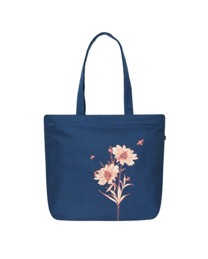 Happy Flowers Large Zipper Tote Bag | 17 x 4 x 15 inches