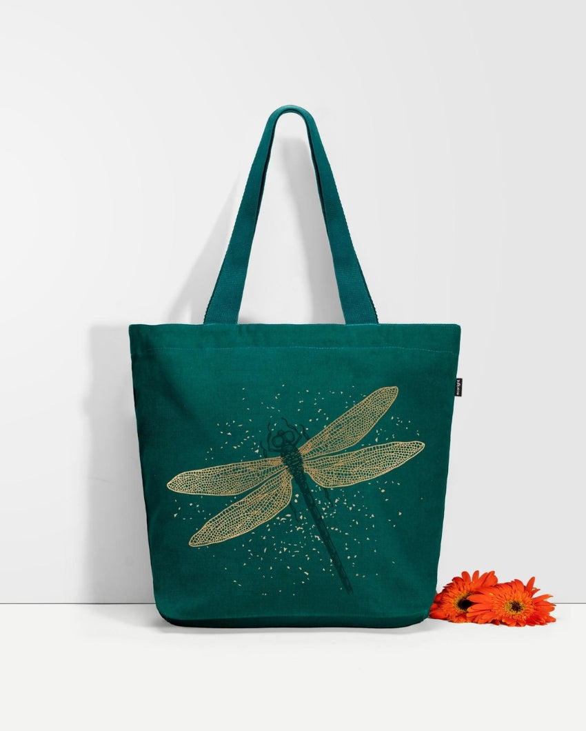 Spectacular DragonFly Large Zipper Tote Bag | 17 x 4 x 15 inches