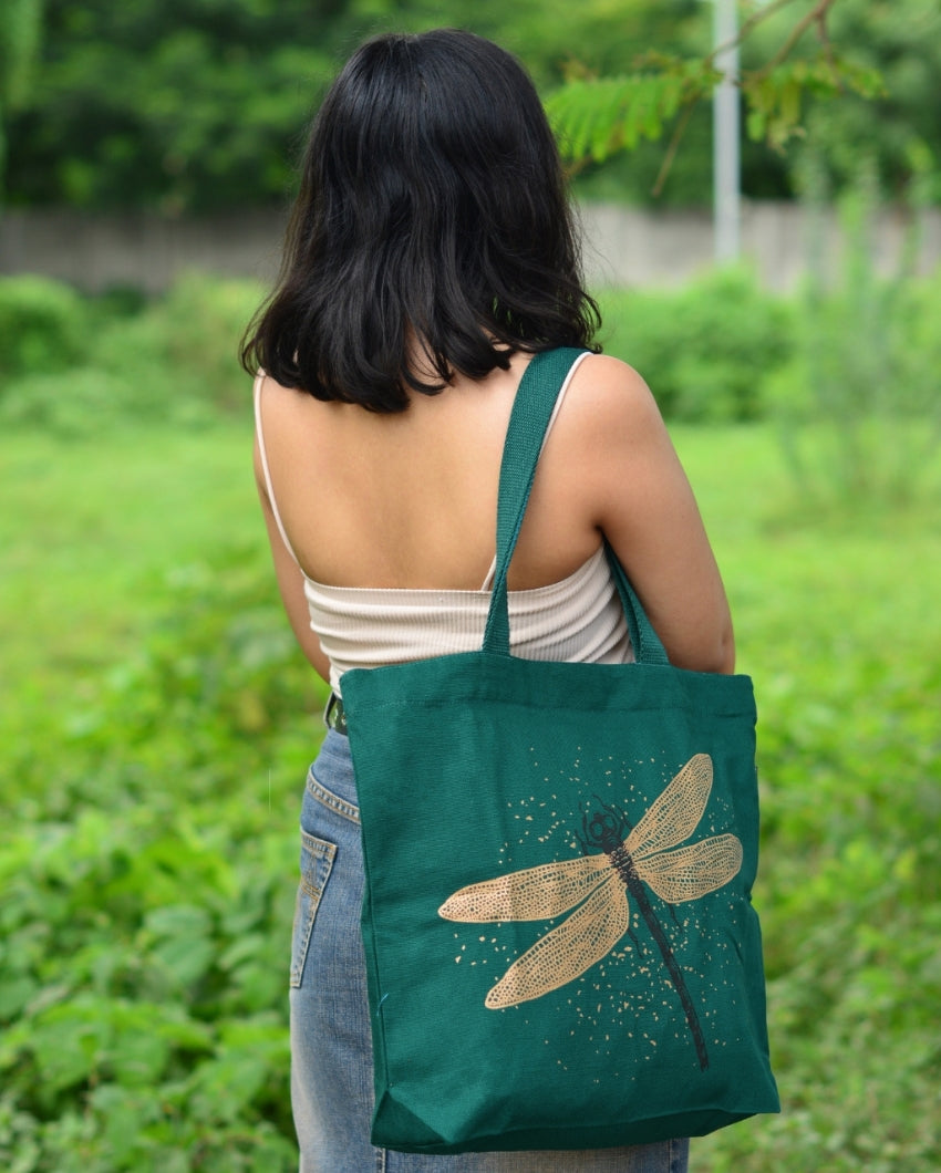 Spectacular DragonFly Large Zipper Tote Bag | 17 x 4 x 15 inches