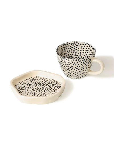 Whimsical Artisan Polka Dots Cup & Saucer Set | 4 x 4 inches