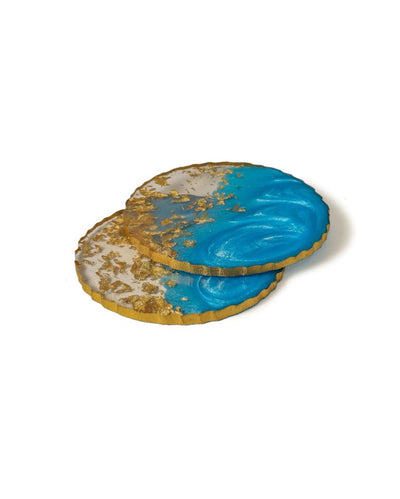 Glossy Refined Resin Art Coasters | Set of 2 | 4 x 4 x 2 inches