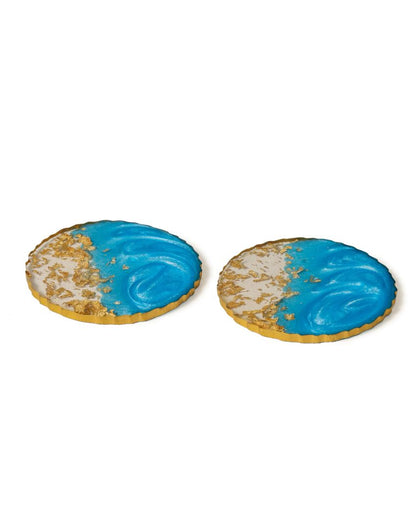 Glossy Refined Resin Art Coasters | Set of 2 | 4 x 4 x 2 inches