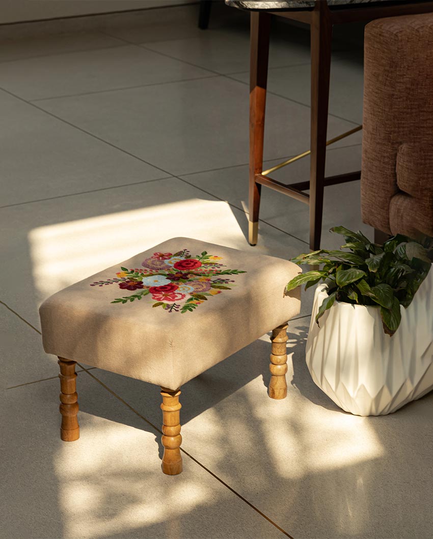 Devan Natural Ottoman Stool | 35 x 50 x 35 cm / 14 x 20 x 14 inches