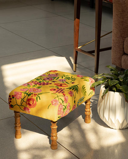 Devan Yellow Ottoman Stool | 35 x 50 x 35 cm / 14 x 20 x 14 inches