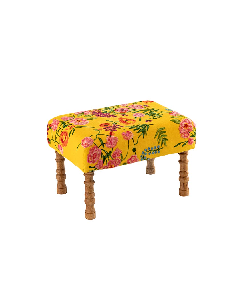 Devan Yellow Ottoman Stool | 35 x 50 x 35 cm / 14 x 20 x 14 inches